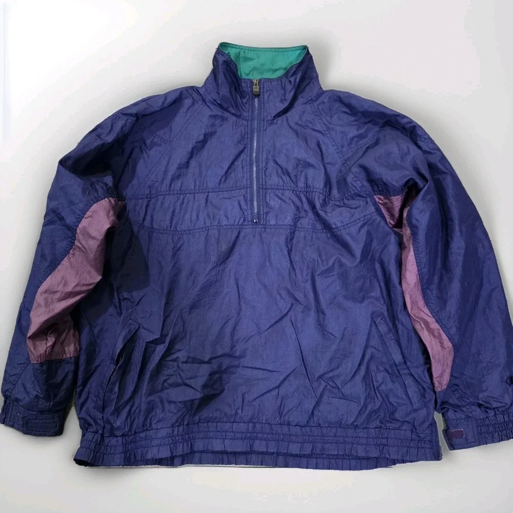 Vintage‎ Champion Windbreaker XL Men's 90s Purple Blue Nylon Jacket Hong Kong